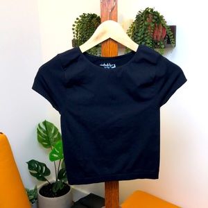 NEW Intimately Free People Black Crop Tee Top XS/S